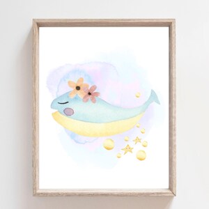Whale Art Print, Sea Animals Art, Nautical Decor, Ocean Wall Art, Watercolor Art, Whale Poster, Whale Nursery Decor, Kids Room Decor