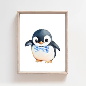 Penguin Print, Nursery Wall Art, Baby Animal Prints, Nursery Decor, Printable Wall Art, Digital Download, Boys Room Decor, Baby Boy Art