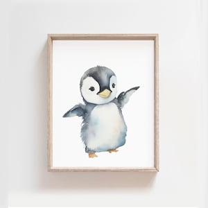 Penguin Print, Nursery Wall Art, Baby Animal Prints, Nursery Decor, Printable Wall Art, Digital Download, Penguin Gift, Babies Room Poster