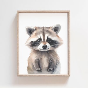 Raccoon Print, Woodland Animals, PRINTABLE Decor, Kids Animal Decor, Animal Wall Art, Baby Animals, Woodland ThemeD Decor, Raccoon Poster