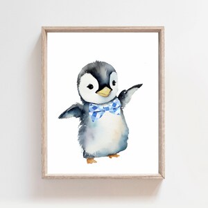 Penguin Print, Nursery Wall Art, Baby Animal Prints, Nursery Decor, Printable Wall Art, Digital Download, Boys Room Decor, Baby Boy Art