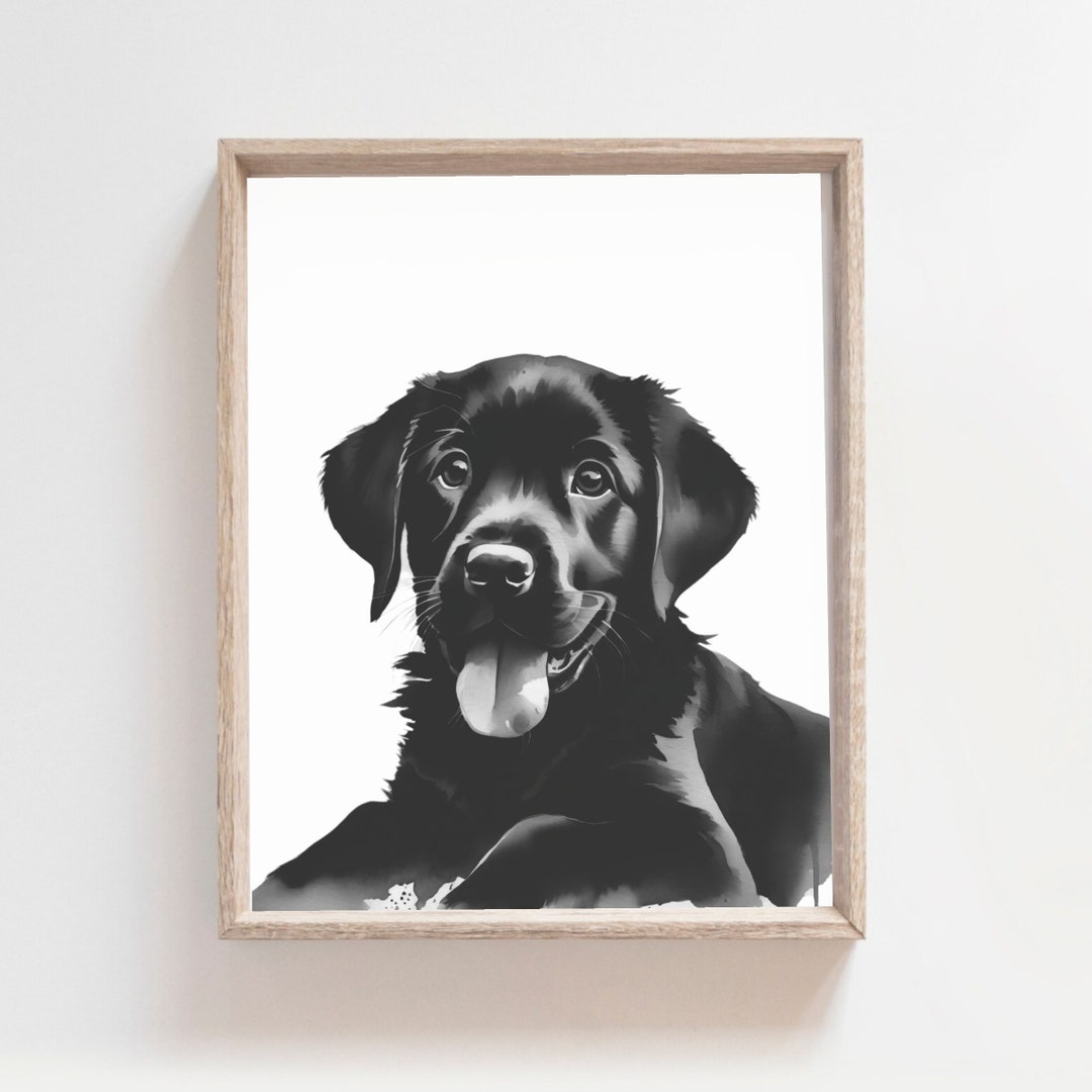 Puppy Lab Print, Baby Animals, Dog Print, Nursery Decor, Black Labrador ...