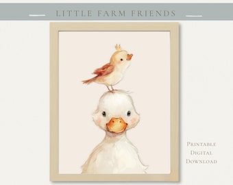 Nursery Wall Art, Duck Nursery Wall Art, Baby Room Decor, Duck Wall Art, Farm Animal Nursery, Neutral Nursery Decor, Printable Art