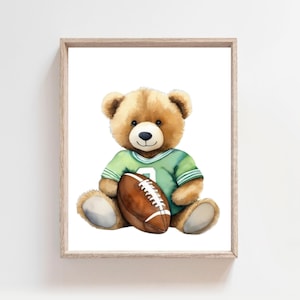 Bear Football  Nursery Art, Football Wal Art, Sport Wall Art, Football Decor, Sports Decor, Sport Nursery Prints, Children&#39;s Room Decor