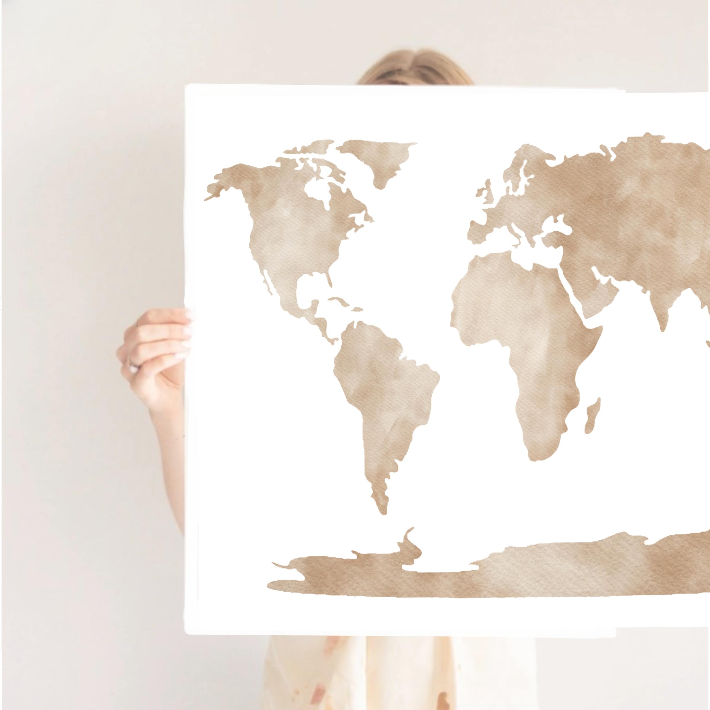 Watercolor World Map Poster: Kids Nursery Decor (digital Download) - Etsy