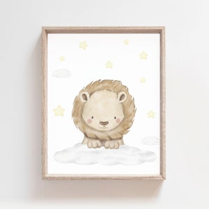Lion print, Safari animal prints, PRINTABLE  Art, nursery art, Lion cub, Safari nursery decor, Baby lion, Safari animals, Nursery wall art