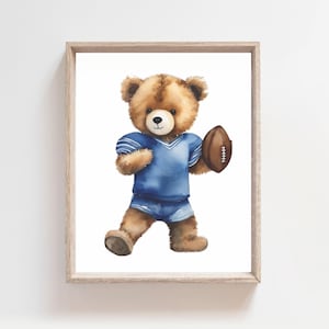 Football Print, Bear Football  Nursery Art, Football Wal Art, Sport Wall Art, Sports Decor, Sport Nursery Prints, Children&#39;s Room Decor