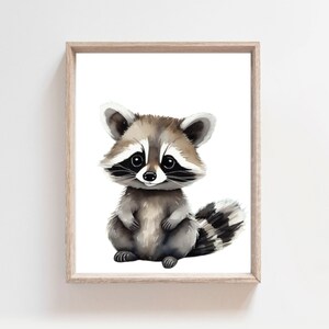 Raccoon Print, Woodland Animals, PRINTABLE Decor, Kids Animal Decor, Animal Wall Art, Baby Animals, Woodland ThemeD Decor, Raccoon Poster