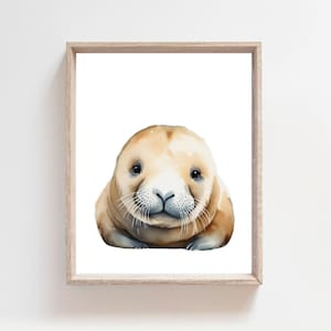 Walrus Art, Nursery Decor, Baby Animal Print, Arctic Nursery, Baby Walrus, Cute Animals, Walrus Poster, Nursery Wall Art