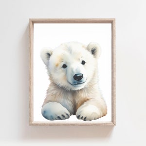 Polar Bear, Polar Bear Wall Art, Nursery Decor, Baby Room Art Print,  Artic Nursery Decor, Baby Animal Art, Kids Room Decor, Neutral Room