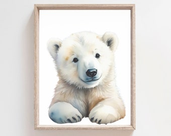 Baby Polar Bear Art Print: Neutral Nursery Decor (Digital Download)