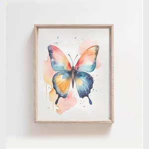 PRINTABEL Butterfly Poster, Watercolor Butterfly Art, Girls Room Decor, Summer Butterfly Print, Spring Print, Butterfly Nursery Art, Insect