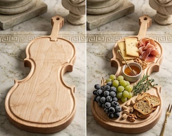 Hard Maple Violin Charcuterie Board, Music Lover Gift, Violin Shaped Cheese Board, Handmade Serving Board, Orchestra Gift, Housewarming Gift