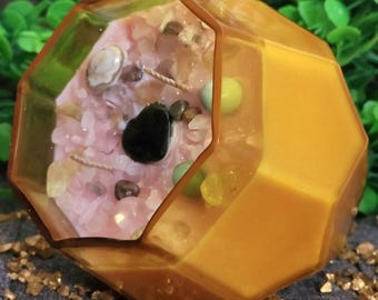Self-Love and Romance Intention Candle | Rose Quartz Crystal Candle | Cottagecore Gift | Witchy Decor