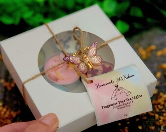 Dried Flower Tea Light Set: Fragrance Free Soy Candles, Wedding Decor