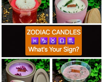 Zodiac Crystal Candle • Choose Your Sign • Astrology-Inspired Gift • Personalized Horoscope Candle