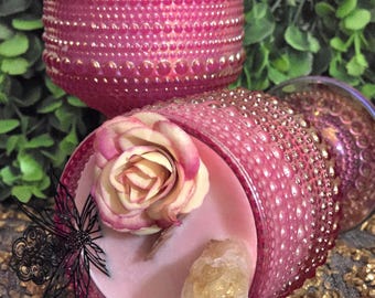 Citrine Crystal Intention Candle | Wealth and Success Focus | Energizing Fancy Witchy Gift