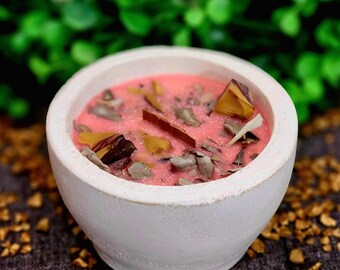 Mookaite Jasper Intention Candle | White Sage Vitality Gift | Witchy Dough Bowl Candle Decor