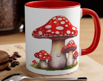 Mushroom Mug, Mushroom Coffee Mug, Mushroom Decor, 11oz Two Toned Mug