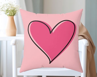 16x16 Throw pillow, Valentine pillow, Heart Pillow, Valentines pillow, pink heart pillow, valentines day decor, light pink room decor