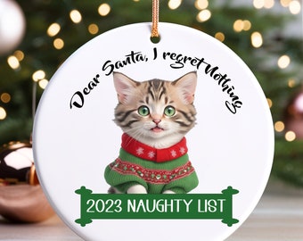 Tabby Cat Ornament, Grey Cat Ornament, Gray Cat Ornament, Cat Themed Gifts, Cat Ornament, Tabby Cat, Gray Cat, Christmas Tree Ornaments