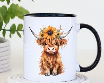Coffee mug, Cow coffee mug, Cow mugs,  cute coffee mug, farmhouse cow decor, farmhouse decor, cow decor, highland cow mug, highland cow
