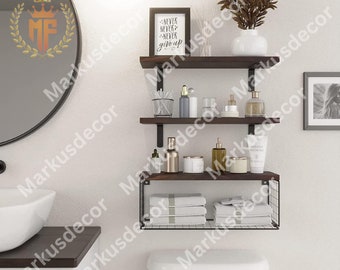 Set of 3 Shelves for Wall Decor | Wooden Shelves | Wall Shelves | Bedroom Shelves | Rustic Wall Shelves | Bathroom Storage | Kitchen Shelves