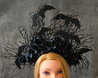 Gothic Crown LIGHT UP Headpiece Halloween Headband Veil