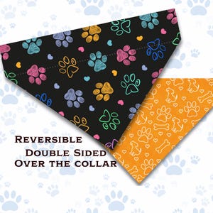 Colorful Paw Print Dog Bandana | Pet Bandana | Over the Collar Bandana | Personalized Dog Bandana