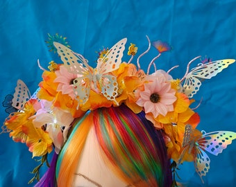 Butterfly Crown LIGHT UP Headpiece Fairy Headband Dragonfly Crown