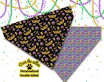 Mardi Gras Dog Bandana: Reversible Over-the-Collar Design
