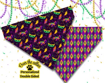 Mardi Gras Dog Bandana: Reversible Over-the-Collar Design