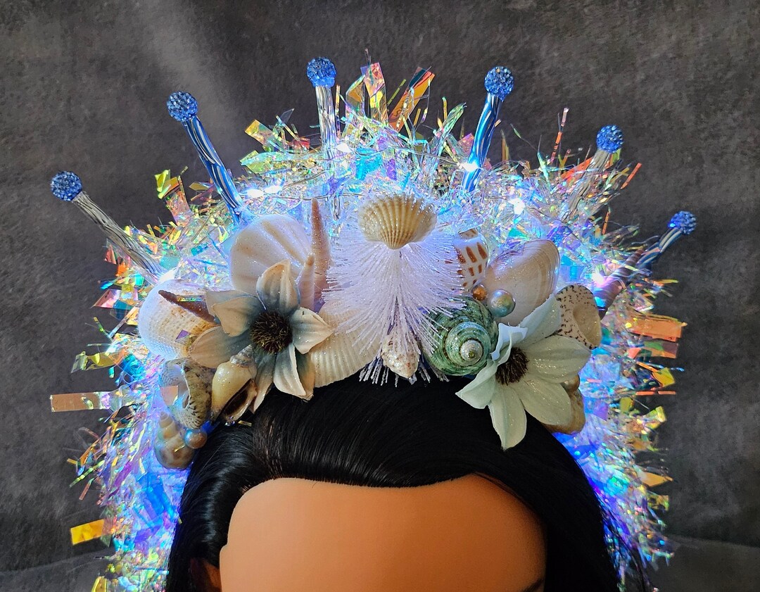LaVenty Light Up Crown Tiara - Glowing Party Headband With Star Earrings For Birthday & Halloween