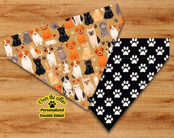Dog and Cat Print Bandana: Personalized Over the Collar Pet Bandana