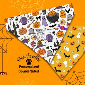Halloween Magic Potion Reversible Dog Bandana: Personalized Over the Collar Pet Scarf