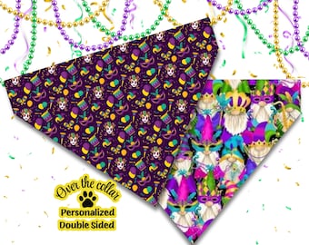 Mardi Gras Dog Bandana: Reversible Over-the-Collar Pet Scarf