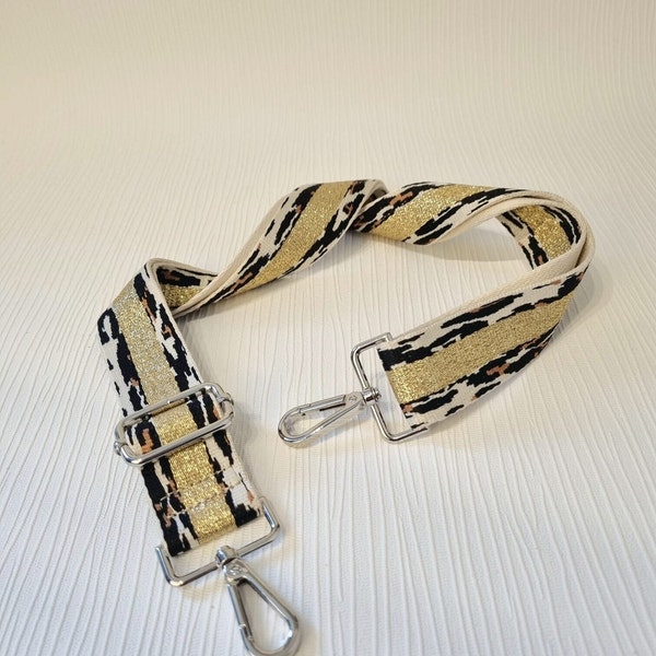 Animal Print Strap/Gold Adjustable Strap/Replacement Strap/Leopard Print Strap/Glitter Bag Strap/Pink Bag Strap/ Champagne Strap