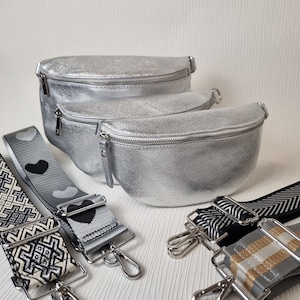Silver Bum Bag, Silver Sling bag, Silver fanny Bag, Real Leather Silver Waist bag, Italian Leather Silver bag, Silver Crossbody Party bag