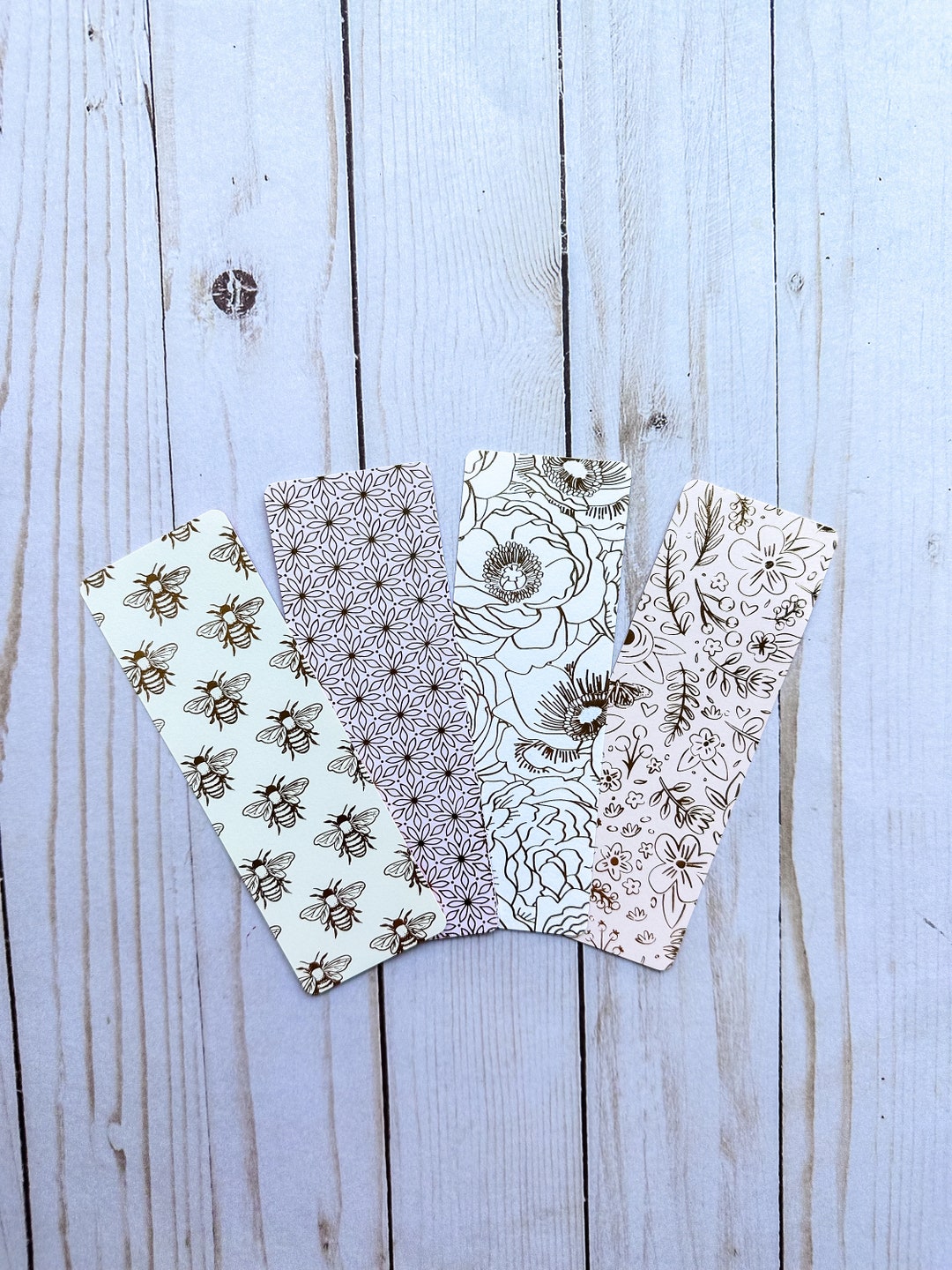 Bees Knees Metallic Floral Bookmarks Bookmark Paper Bookmarks Laminated ...