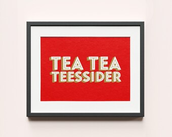 Impresión tipográfica de té, té, Teesside, Middlesbrough