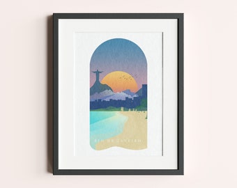 Rio de Janeiro Brazil Pastel Modern Silhouette Illustration Print