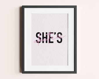 Oasis She's Electric Neon Typography Song Lyrics Print
