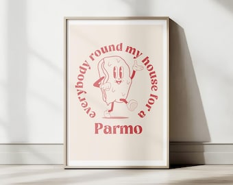 Ilustración de Parmo Guy en tamaño A3, impresión de Middlesbrough Teesside
