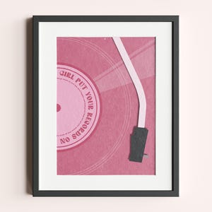 Poster con illustrazione digitale "Ragazza mette i tuoi dischi"