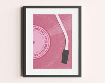 Póster con ilustración digital "Girl Put Your Records On"