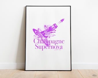Póster con ilustración digital de Oasis Champagne Supernova