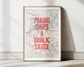 Parmo Chips & Garlic Sauce Boro Map Print