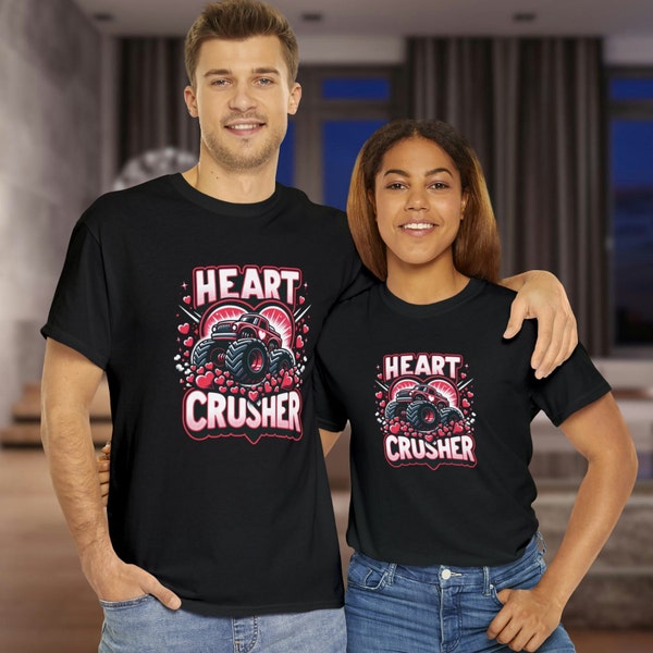 Monster Truck Love Unisex T-Shirt, Heart Crusher Tee, Off-Road Romance Tshirt, Crushing It Shirt, Love & Dirt Track Top