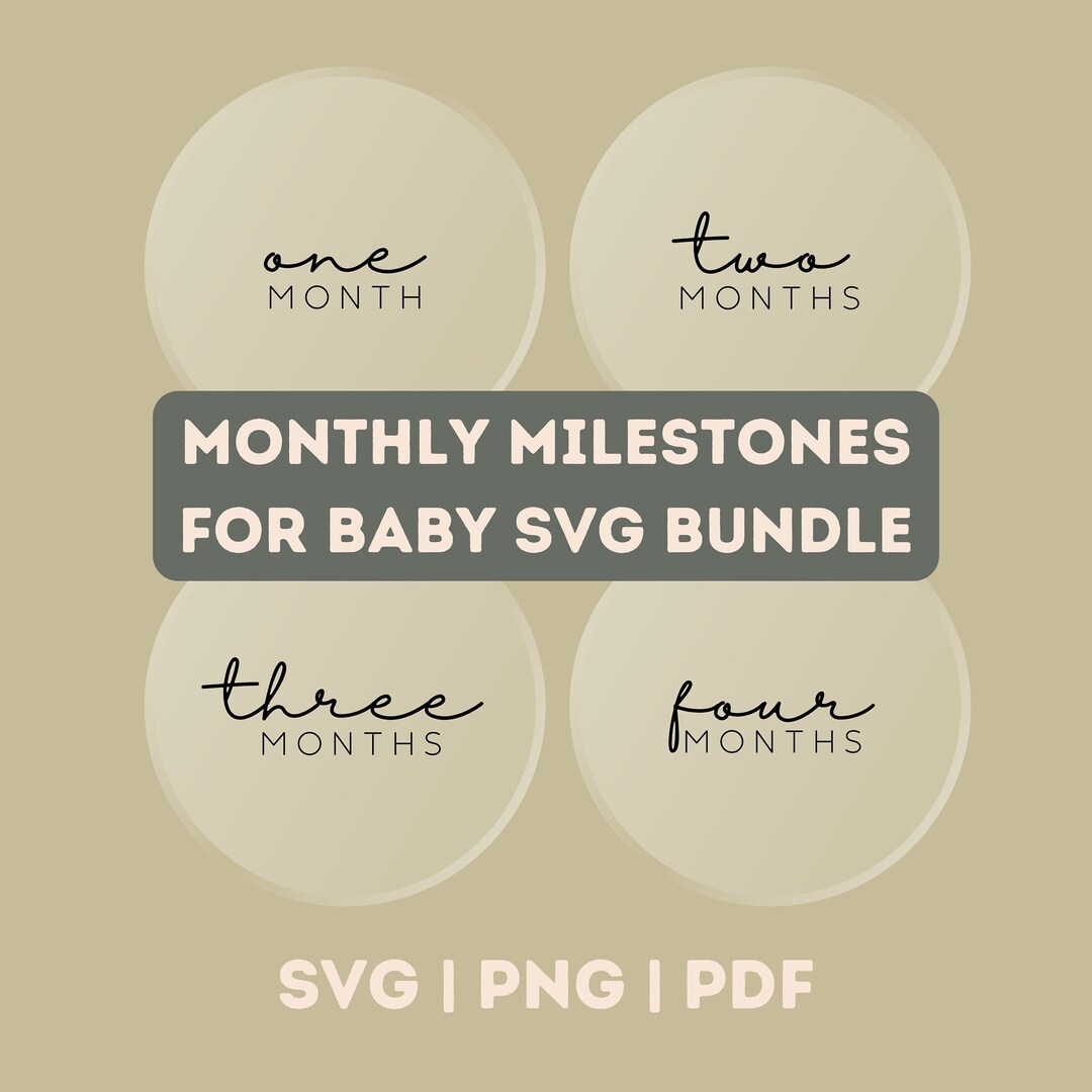 Baby Monthly Milestones SVG Bundle | Newborn to One Year (digital ...