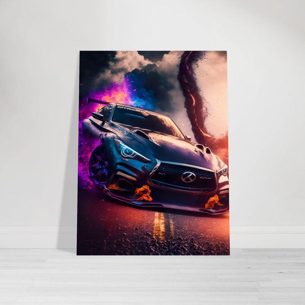 Infinity Q60S Custom Illustration Premium Poster Matt/Glänzend- Sportwagen, Autosport, Büro, Wanddeko, Geschenke für Autoliebhaber